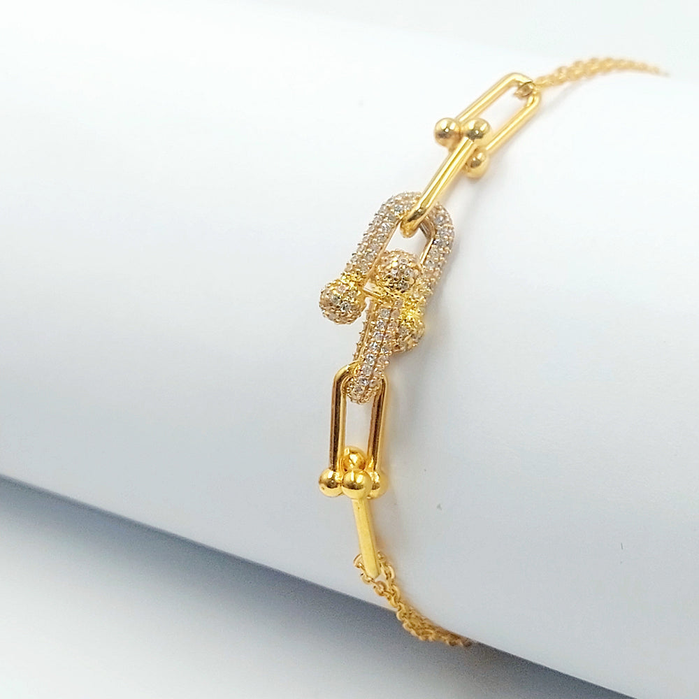Zircon Studded Deluxe Bracelet Made of 21K Gold by Saeed Jewelry 