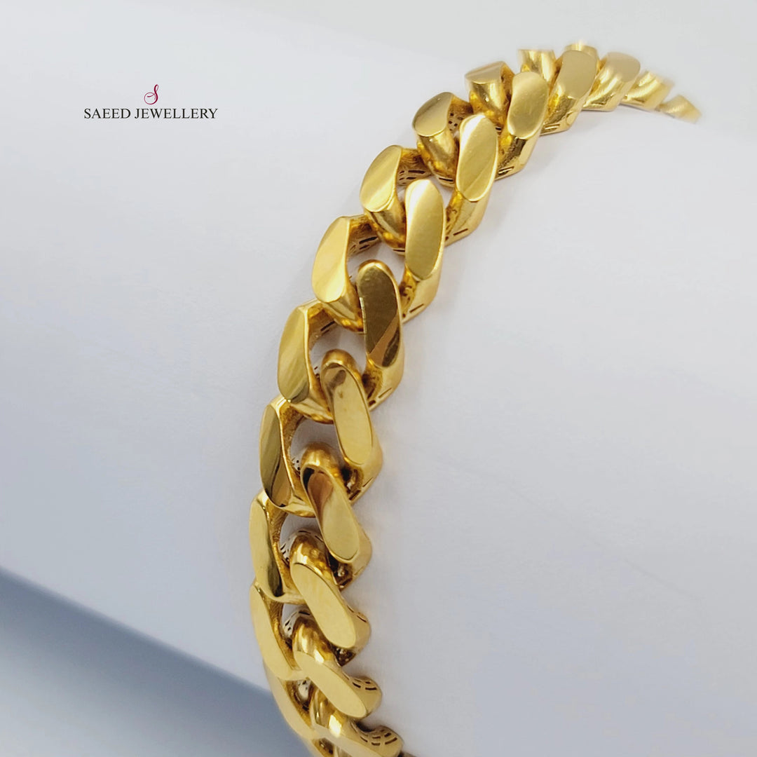 Zircon Studded Cuban Links Bracelet Made of 21K Gold by Saeed Jewelry 