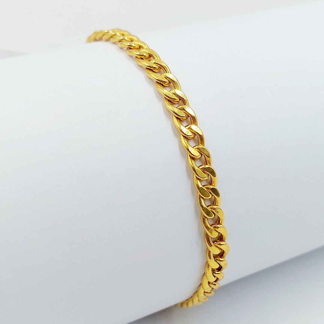 Zircon Studded Cuban Links Bracelet Made of 21K Gold by Saeed Jewelry 