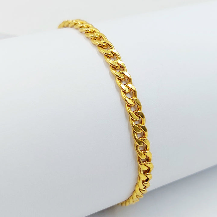 Zircon Studded Cuban Links Bracelet Made of 21K Gold by Saeed Jewelry 