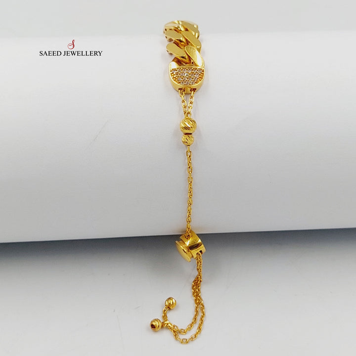 21K Gold Zircon Studded Cuban Links Bracelet by Saeed Jewelry - Image 5