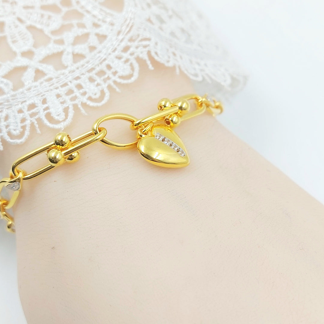 Zircon Studded Deluxe Bracelet Made of 21K Gold by Saeed Jewelry 