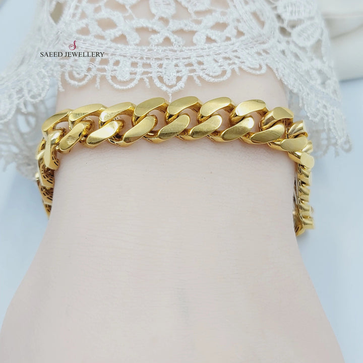Zircon Studded Cuban Links Bracelet Made of 21K Gold by Saeed Jewelry 