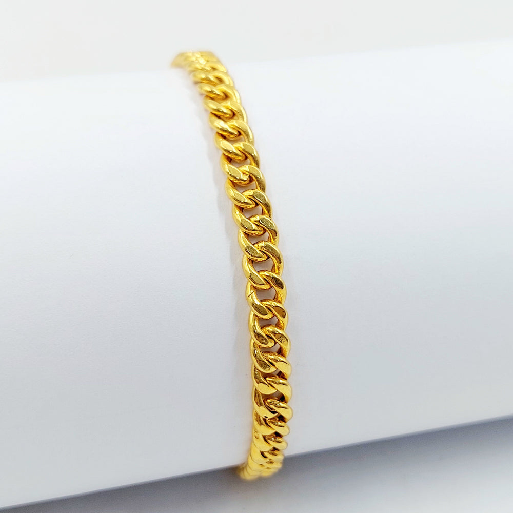 Zircon Studded Cuban Links Bracelet Made of 21K Gold by Saeed Jewelry 