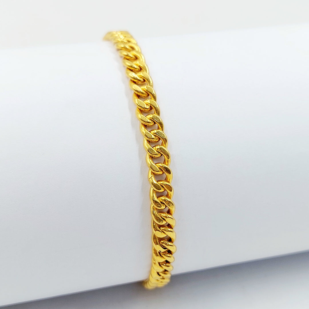 Zircon Studded Cuban Links Bracelet Made of 21K Gold by Saeed Jewelry 
