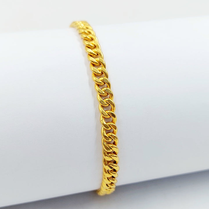 Zircon Studded Cuban Links Bracelet Made of 21K Gold by Saeed Jewelry 