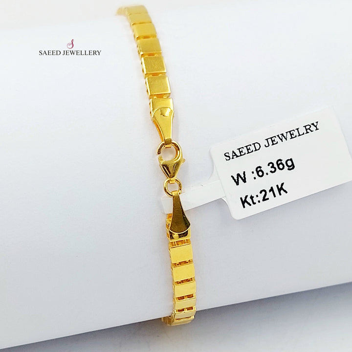 Zircon Studded Deluxe Bracelet Made of 21K Gold by Saeed Jewelry 