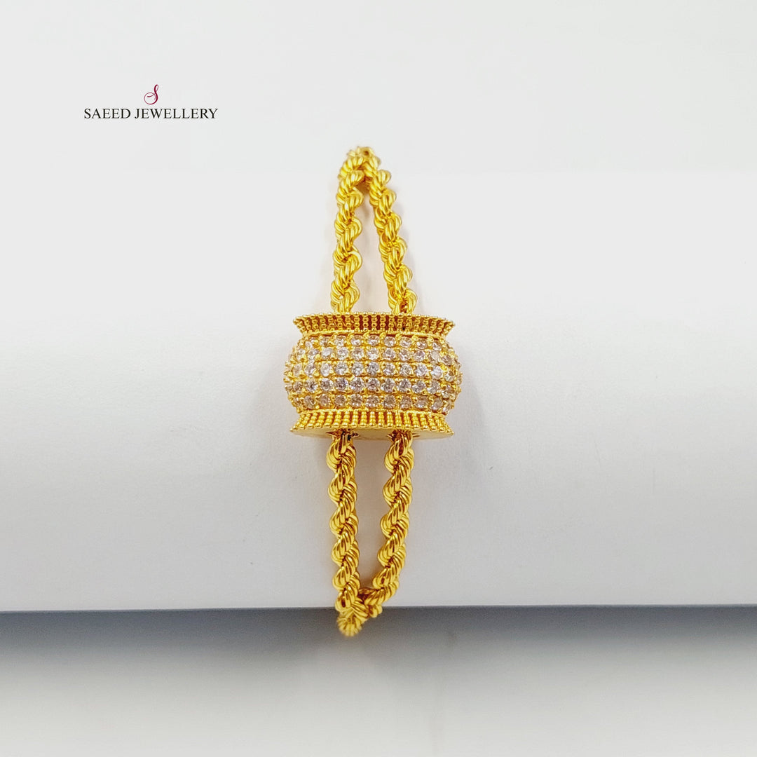 21K Gold Zircon Studded Rope Bracelet by Saeed Jewelry - Image 1