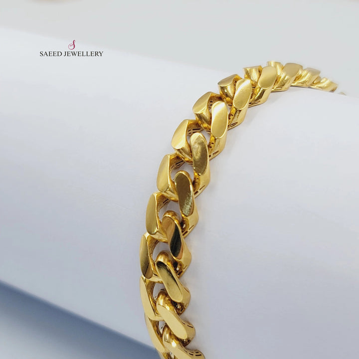 Zircon Studded Cuban Links Bracelet Made of 21K Gold by Saeed Jewelry 