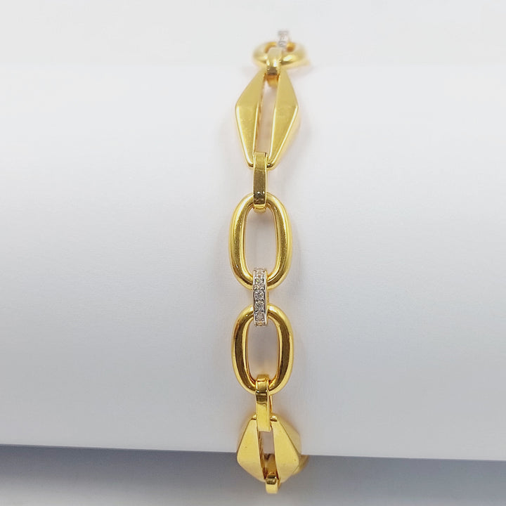Zircon Studded Paperclip Bracelet Made of 21K Gold by Saeed Jewelry 