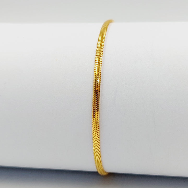 Zircon Studded Flat Bracelet Made of 21K Gold by Saeed Jewelry 