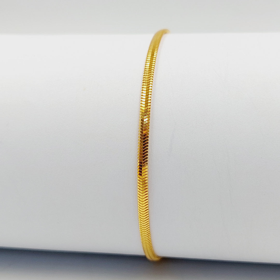 Zircon Studded Flat Bracelet Made of 21K Gold by Saeed Jewelry 