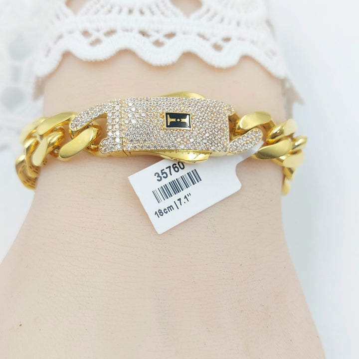 21K اسوارة جنزير مرصع-مجوهرات الشيخ سعيد-Saeed Jewelry 