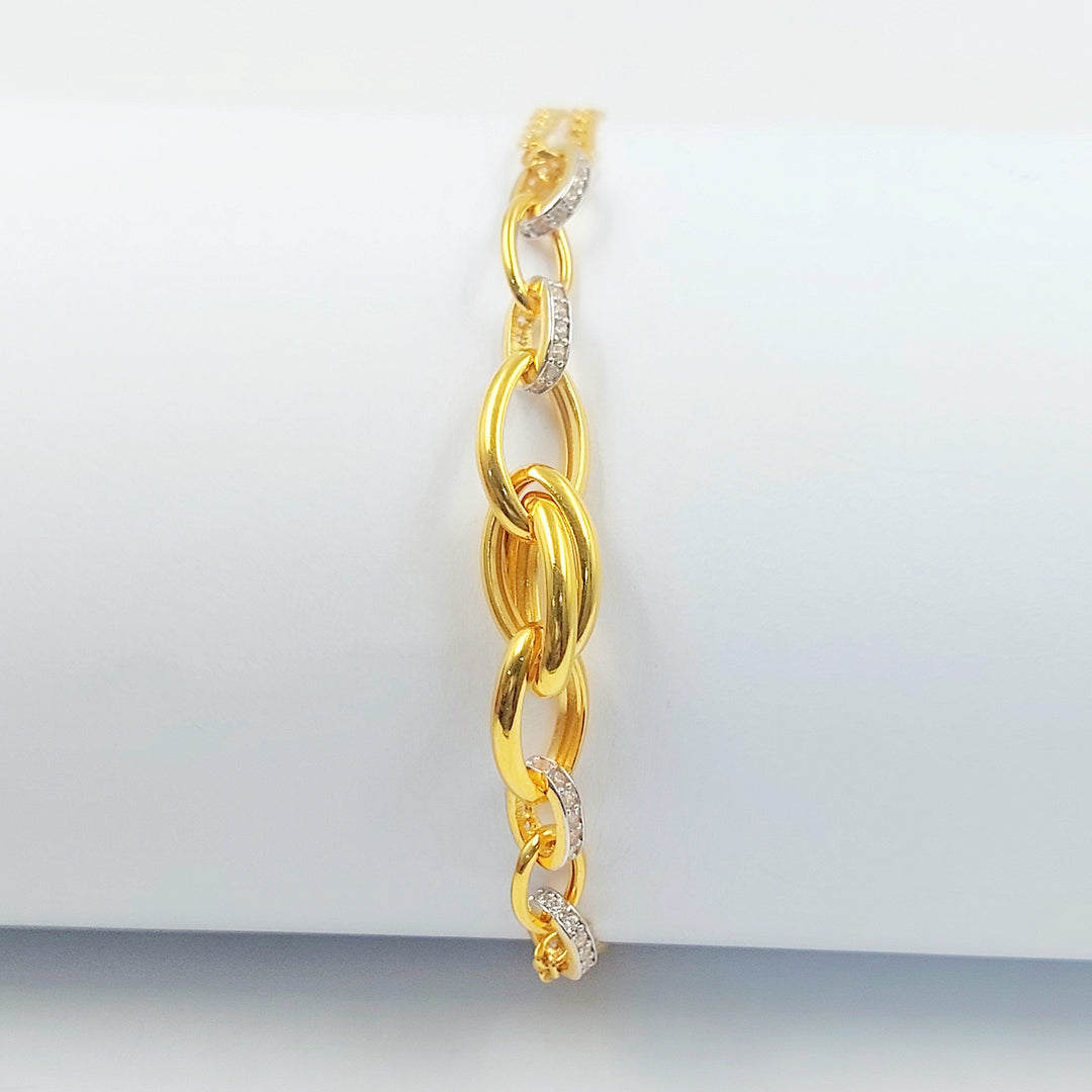 Zircon Studded Paperclip Bracelet Made of 21K Gold by Saeed Jewelry 