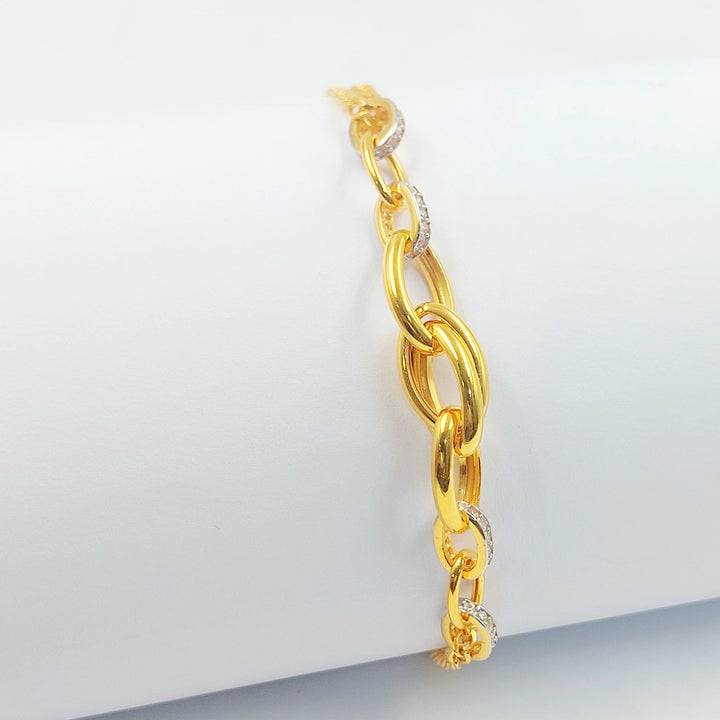 Zircon Studded Paperclip Bracelet Made of 21K Gold by Saeed Jewelry 