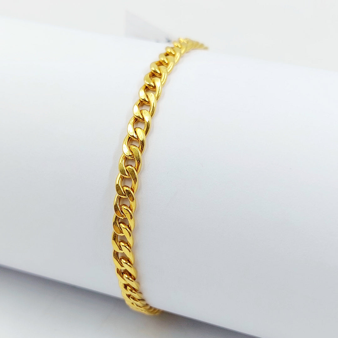 Zircon Studded Cuban Links Bracelet Made of 21K Gold by Saeed Jewelry 