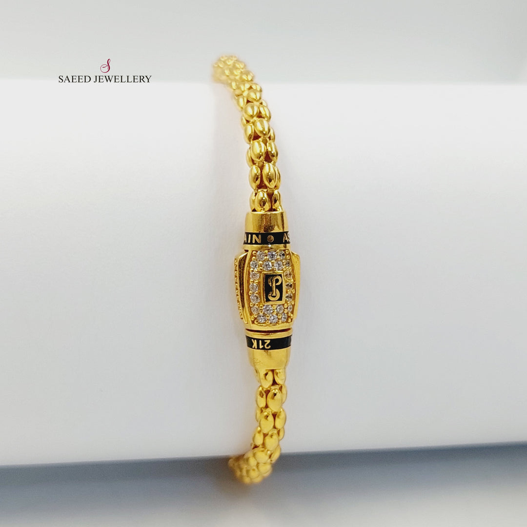 Zircon Studded Deluxe Bracelet Made of 21K Gold by Saeed Jewelry 
