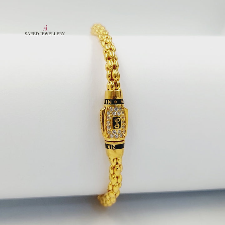 Zircon Studded Deluxe Bracelet Made of 21K Gold by Saeed Jewelry 