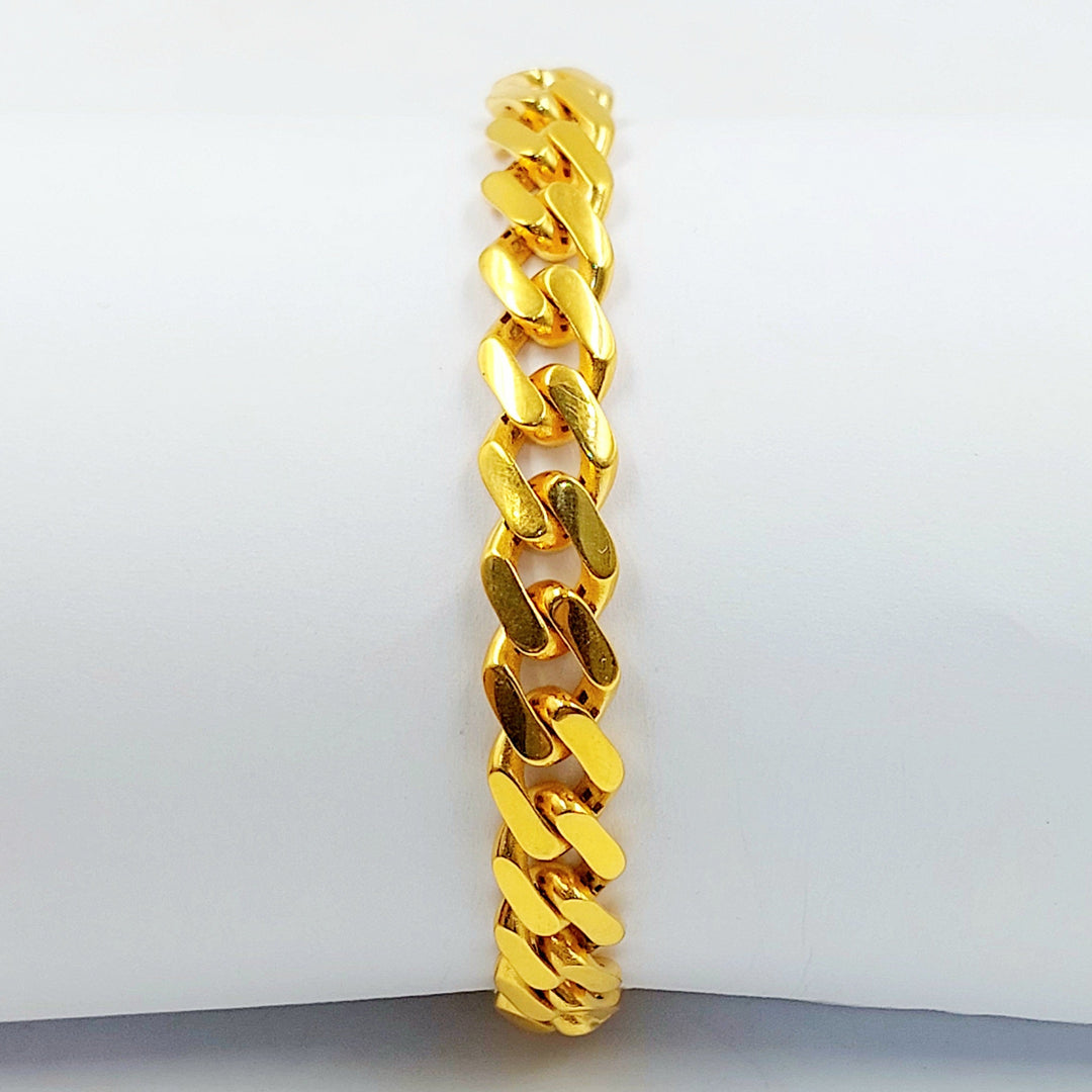 Zircon Studded Cuban Links Bracelet Made of 21K Gold by Saeed Jewelry 