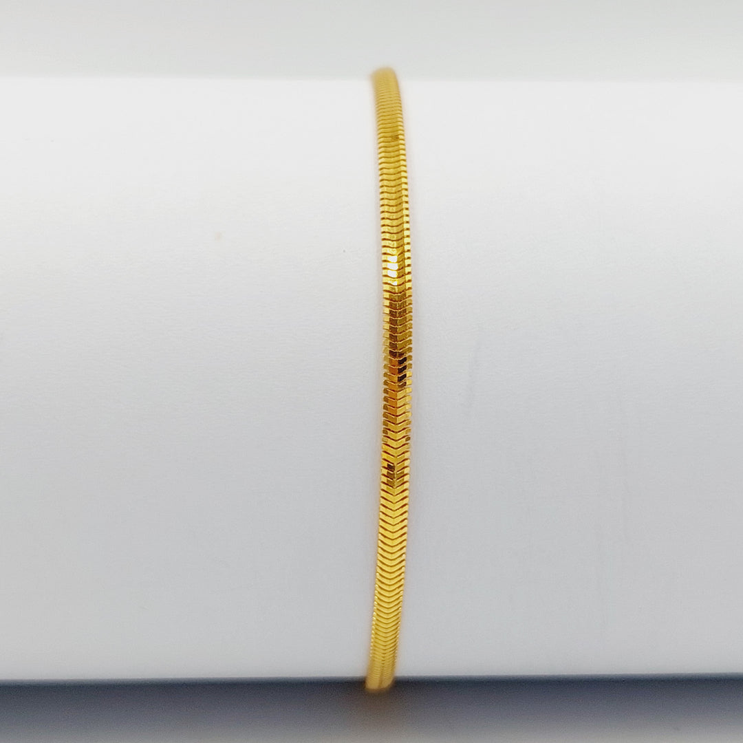 Zircon Studded Flat Bracelet Made of 21K Gold by Saeed Jewelry 