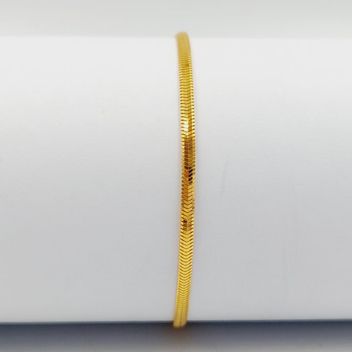 Zircon Studded Flat Bracelet Made of 21K Gold by Saeed Jewelry 