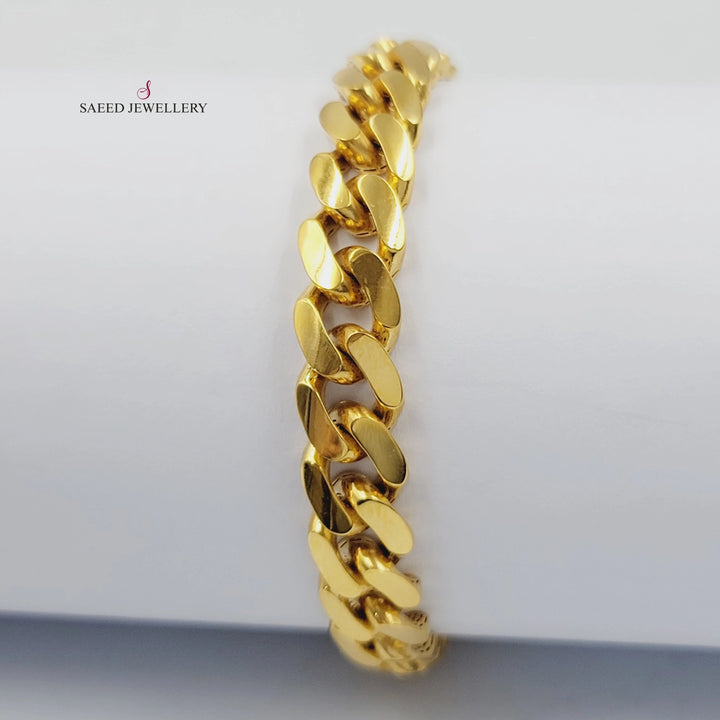 Zircon Studded Cuban Links Bracelet Made of 21K Gold by Saeed Jewelry 