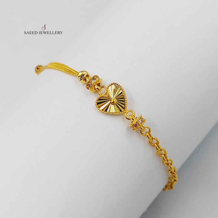 21K Gold Zircon Studded Heart Bracelet by Saeed Jewelry - Image 4