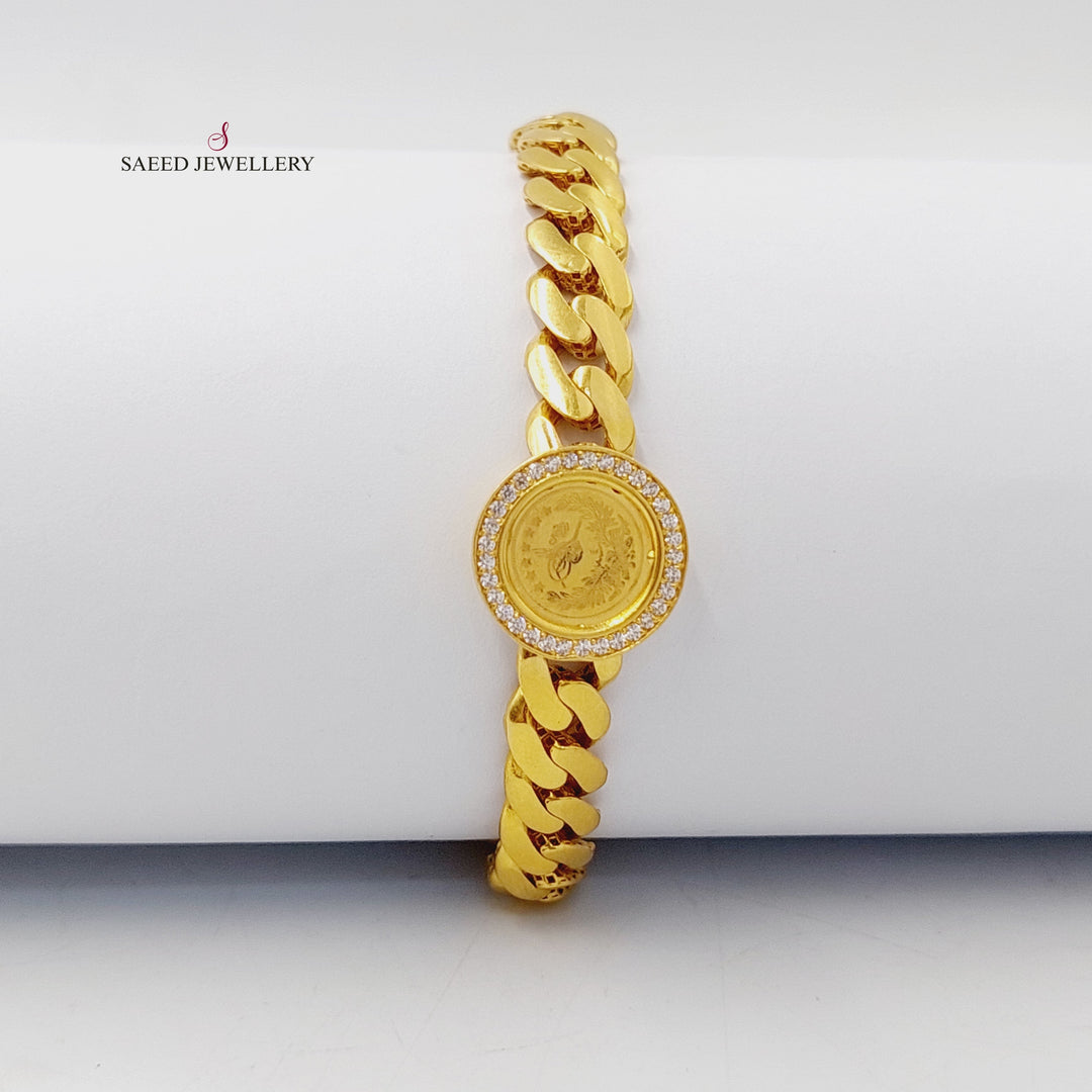 21K Gold Zircon Studded Cuban Links Bracelet by Saeed Jewelry - Image 5