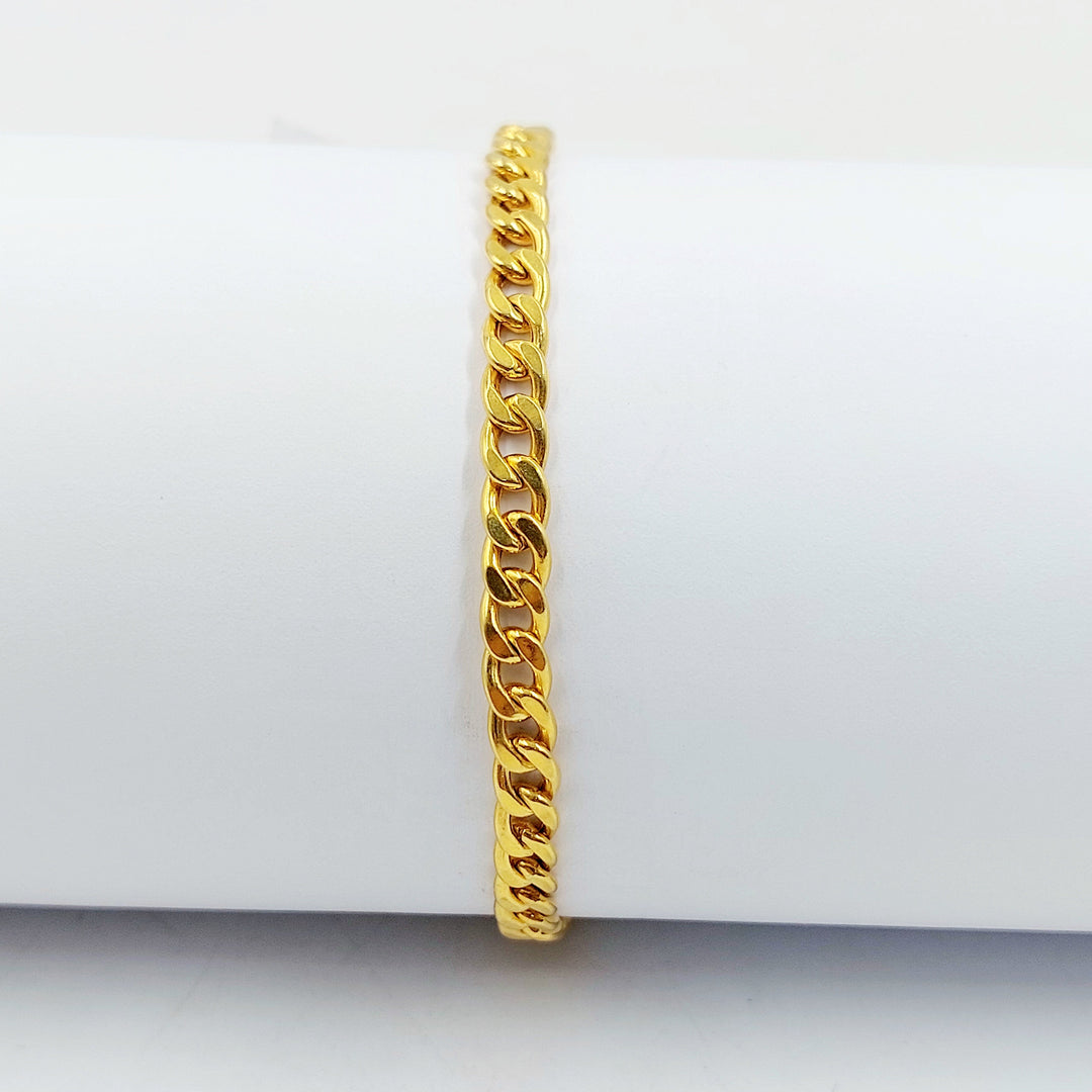 Zircon Studded Cuban Links Bracelet Made of 21K Gold by Saeed Jewelry 