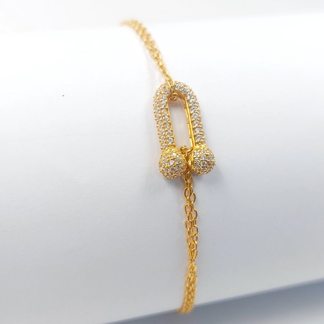 Zircon Studded Deluxe Bracelet Made of 21K Gold by Saeed Jewelry 