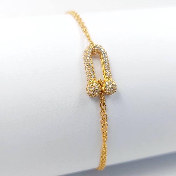 Zircon Studded Deluxe Bracelet Made of 21K Gold by Saeed Jewelry 
