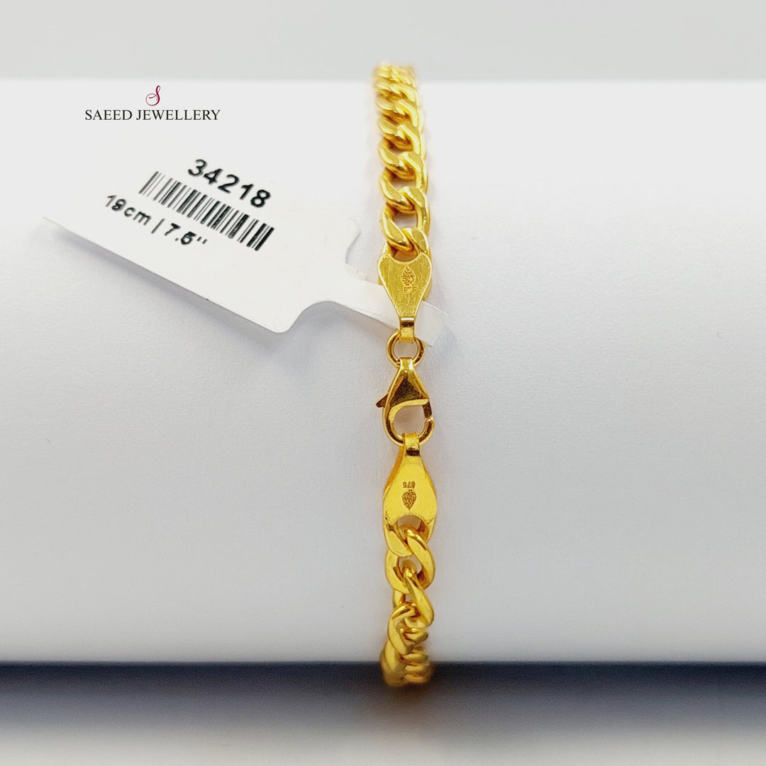 Zircon Studded Cuban Links Bracelet Made of 21K Gold by Saeed Jewelry 