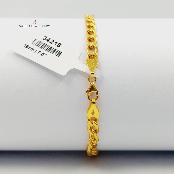 Zircon Studded Cuban Links Bracelet Made of 21K Gold by Saeed Jewelry 