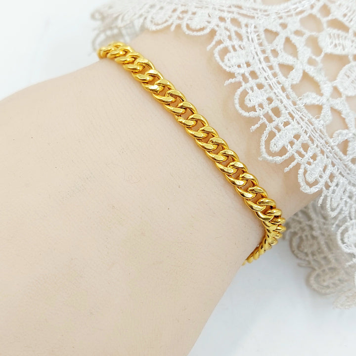 Zircon Studded Cuban Links Bracelet Made of 21K Gold by Saeed Jewelry 