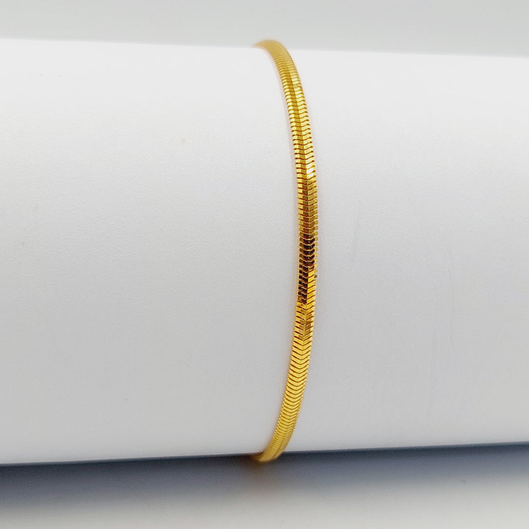 Zircon Studded Flat Bracelet Made of 21K Gold by Saeed Jewelry 