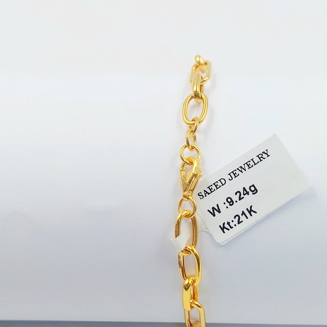 Zircon Studded Paperclip Bracelet Made of 21K Gold by Saeed Jewelry 