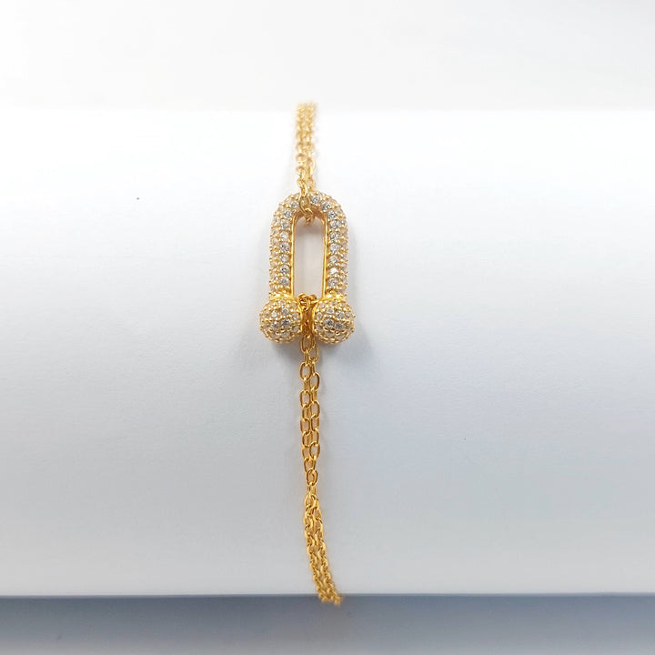 Zircon Studded Deluxe Bracelet Made of 21K Gold by Saeed Jewelry 
