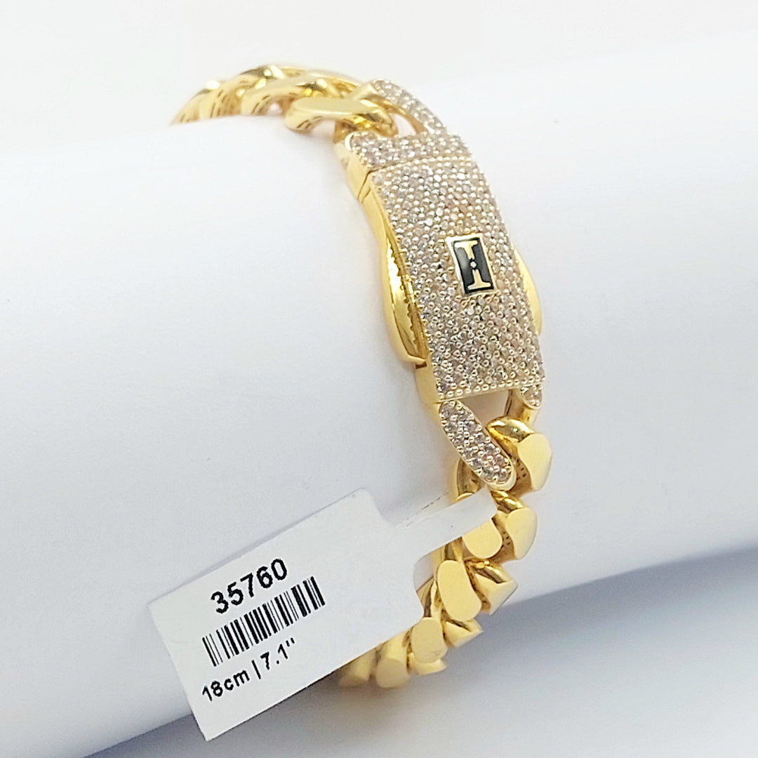 21K اسوارة جنزير مرصع-مجوهرات الشيخ سعيد-Saeed Jewelry 