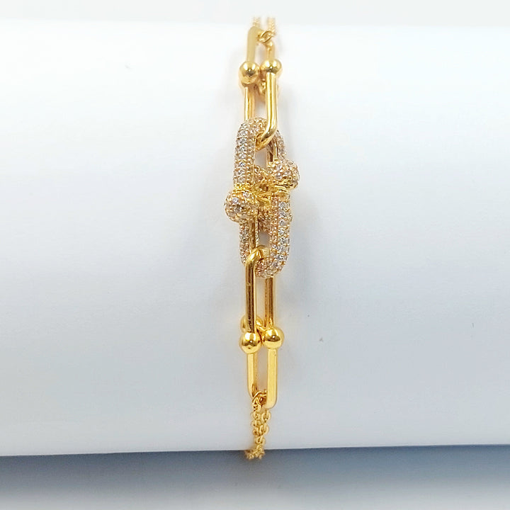 Zircon Studded Deluxe Bracelet Made of 21K Gold by Saeed Jewelry 