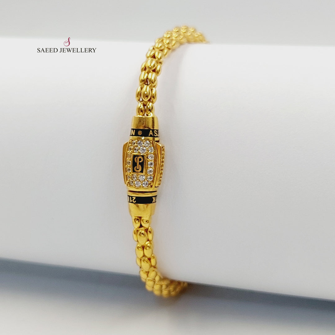 Zircon Studded Deluxe Bracelet Made of 21K Gold by Saeed Jewelry 