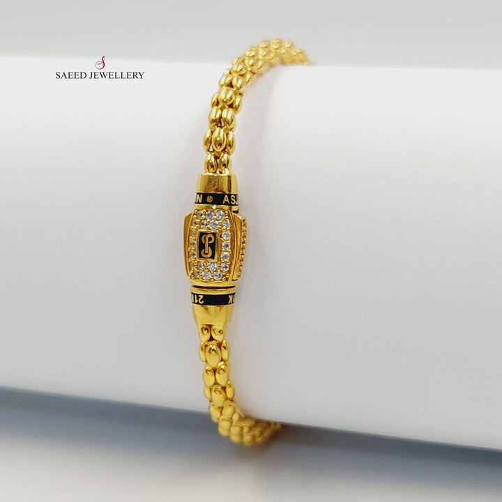 Zircon Studded Deluxe Bracelet Made of 21K Gold by Saeed Jewelry 