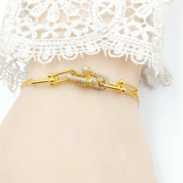 Zircon Studded Deluxe Bracelet Made of 21K Gold by Saeed Jewelry 