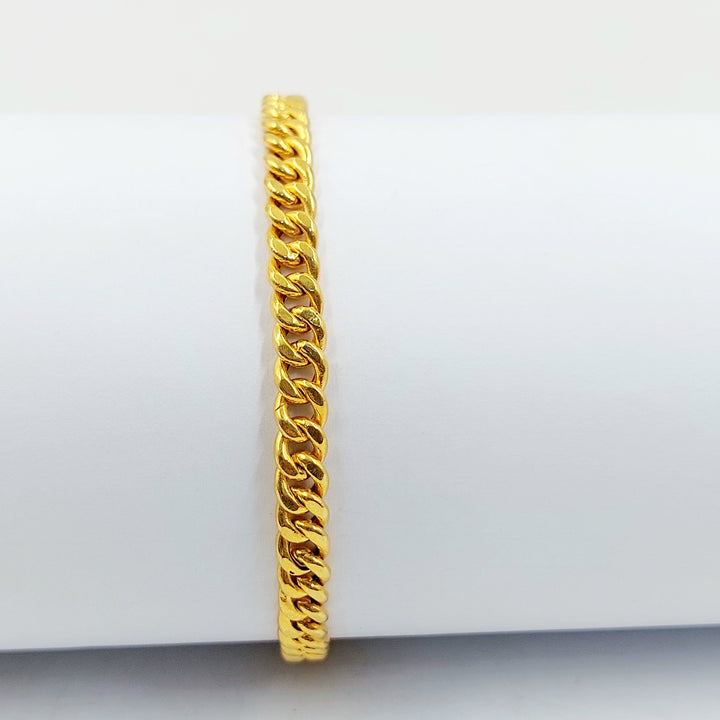 Zircon Studded Cuban Links Bracelet Made of 21K Gold by Saeed Jewelry 