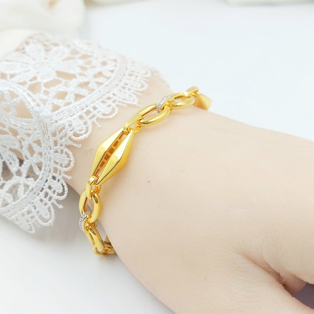 Zircon Studded Paperclip Bracelet Made of 21K Gold by Saeed Jewelry 