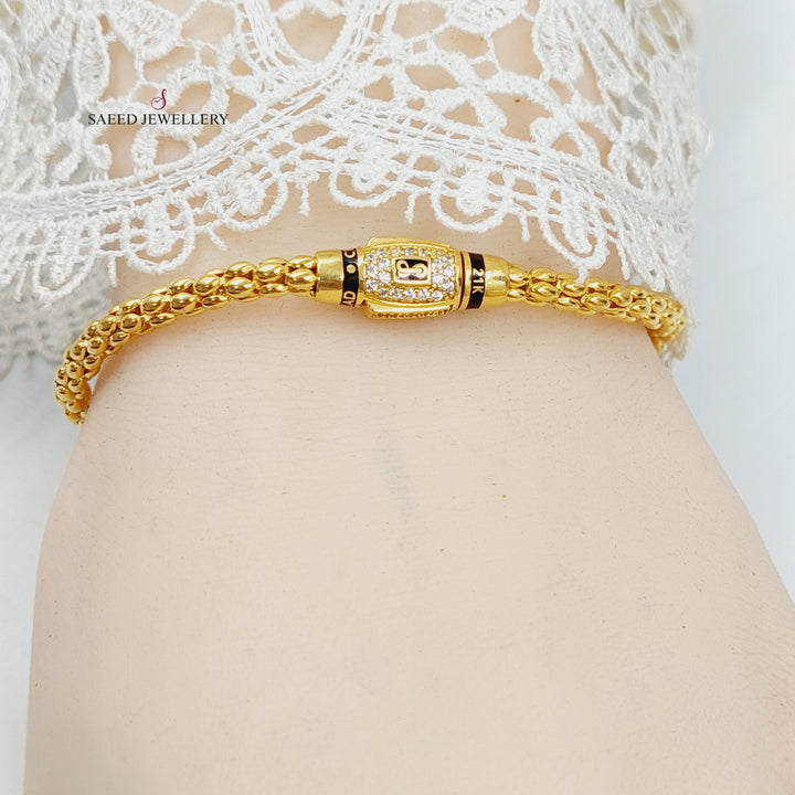 Zircon Studded Deluxe Bracelet Made of 21K Gold by Saeed Jewelry 