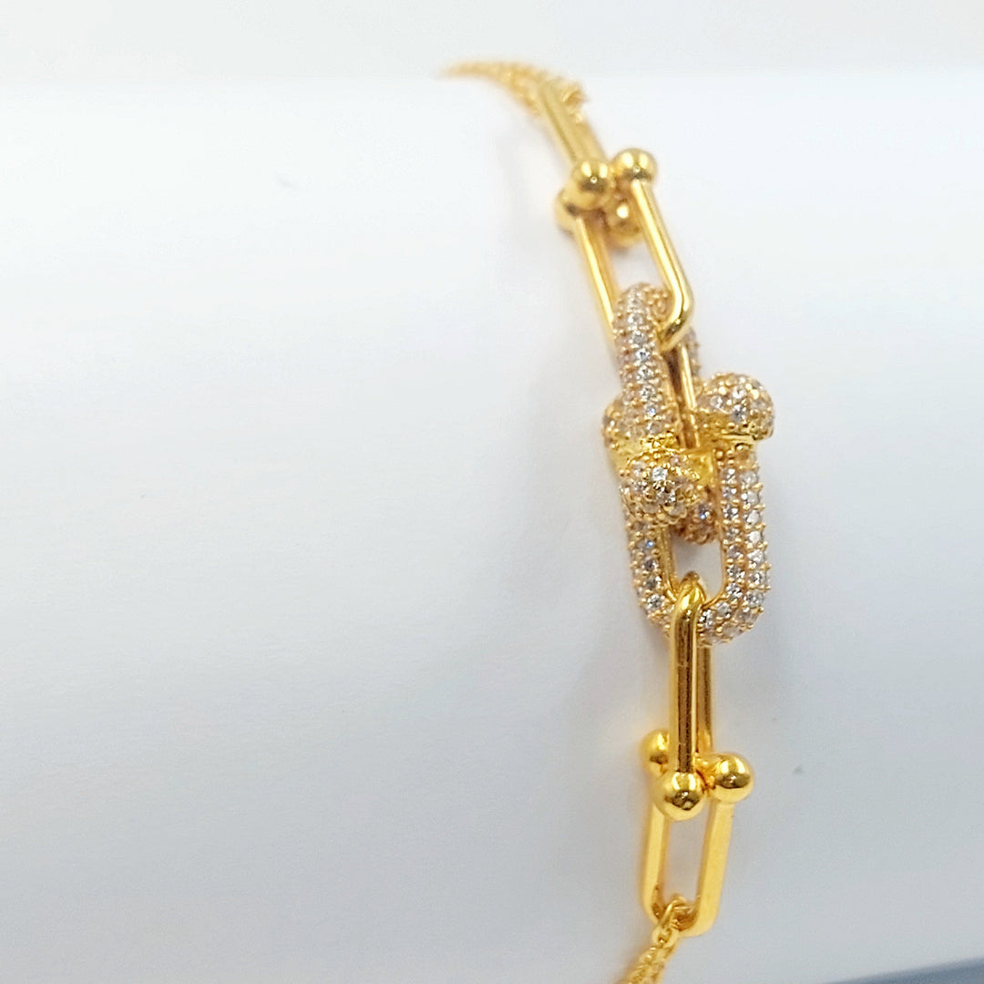 Zircon Studded Deluxe Bracelet Made of 21K Gold by Saeed Jewelry 