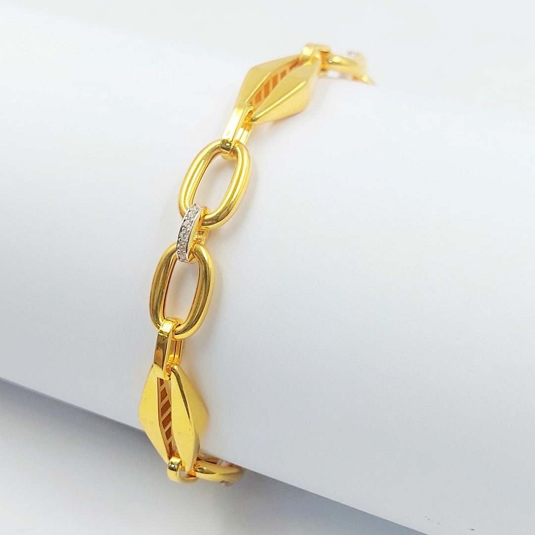 Zircon Studded Paperclip Bracelet Made of 21K Gold by Saeed Jewelry 