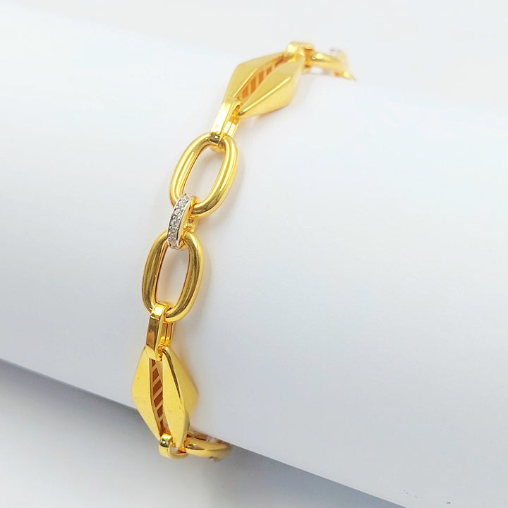 Zircon Studded Paperclip Bracelet Made of 21K Gold by Saeed Jewelry 