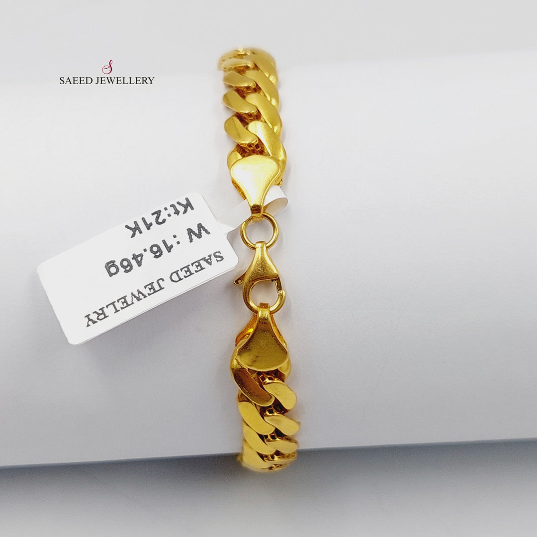 21K Gold Zircon Studded Cuban Links Bracelet by Saeed Jewelry - Image 3