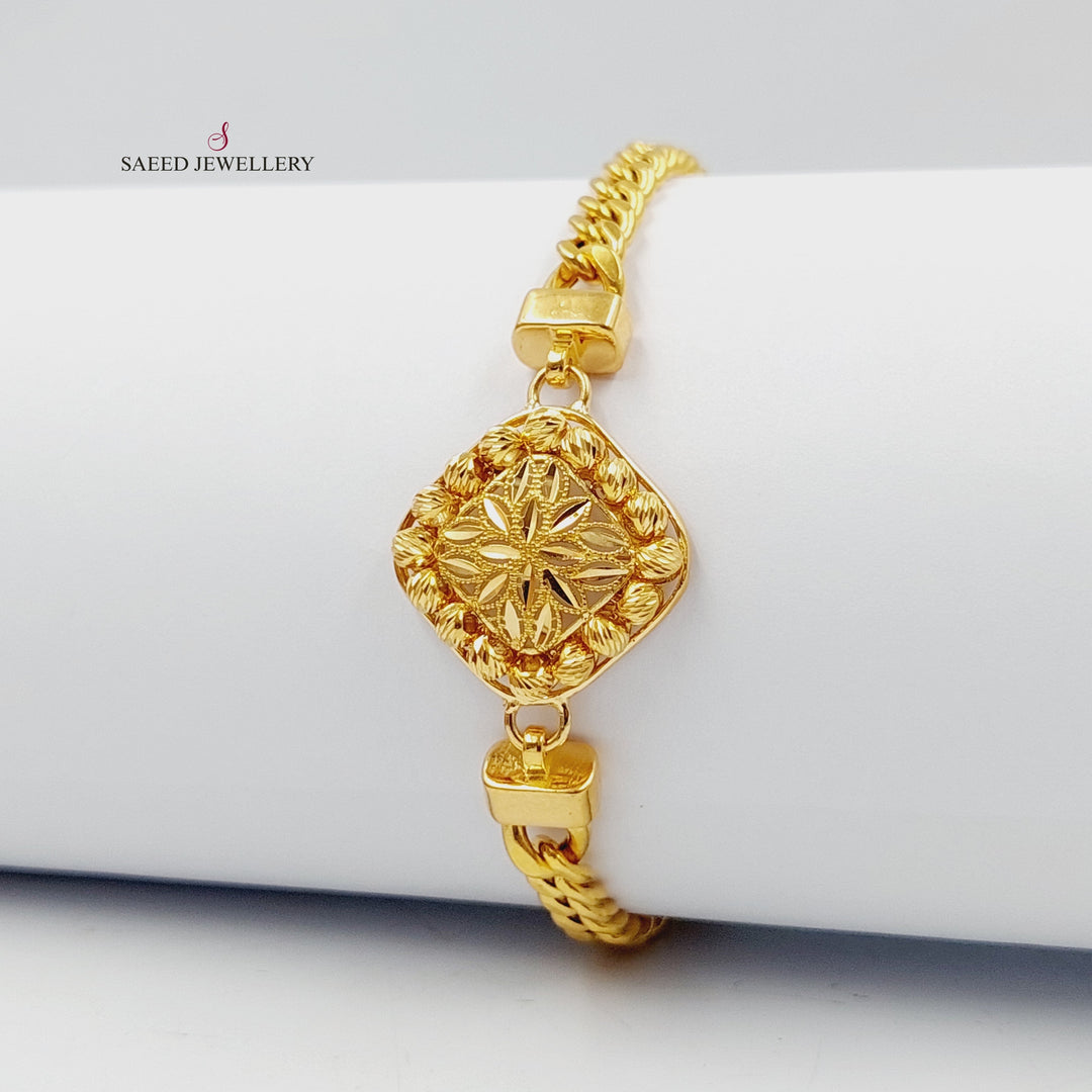 21K Gold Balls Leaf Bracelet by Saeed Jewelry - Image 3